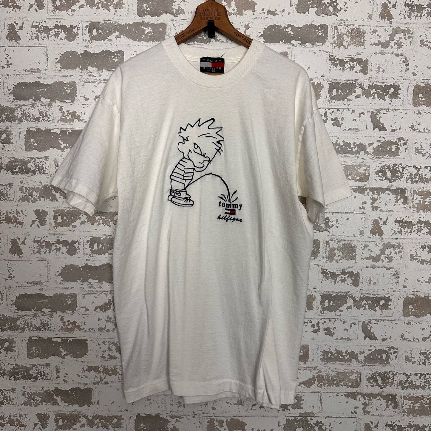 Tommy Hilfiger Style Shirt Calvin Cartoon Print Size XL