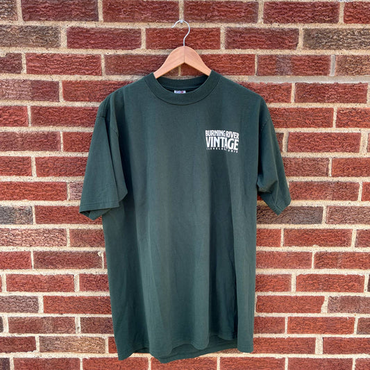 Burning River Vintage T-Shirt Size XL Green